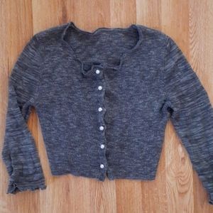 Handmade Reworked Cropped Cardigan w Pearl Buttons